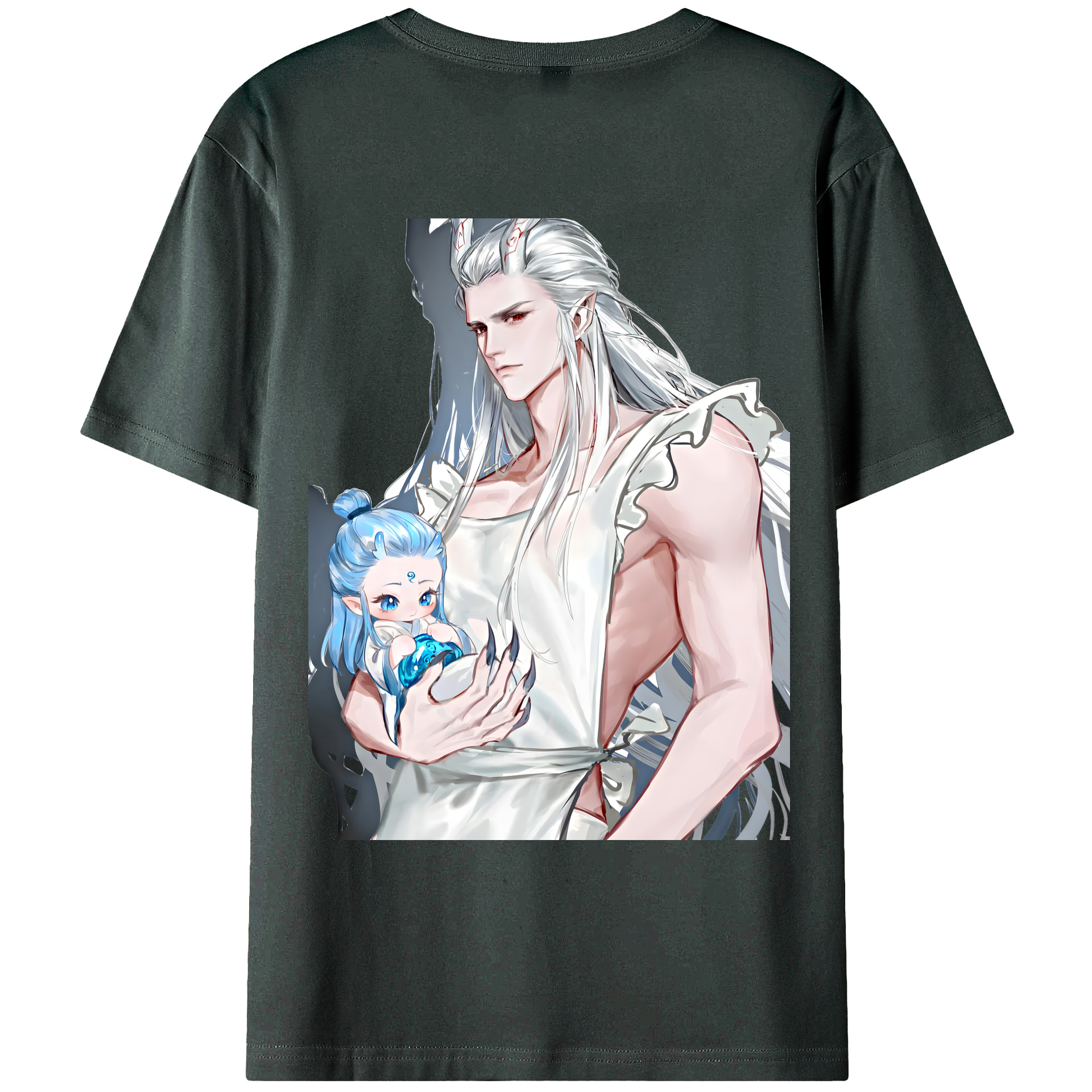 （画像用） Ne Zha 2 ナタ 魔童の大暴れ 綿100％ メンズ半袖Tシャツ（バックプリント） 通気性